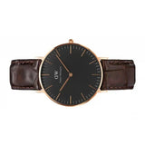 Daniel Wellington Classic York Black Dial Brown Leather Strap Watch For Women - DW00100140 Authentic Buy Shop Now