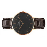 Daniel Wellington Classic York Black Dial Brown Leather Strap Watch For Men - DW00100128 Authentic Buy Shop Now