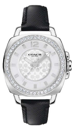 Coach Boyfriend Silver Dial Black Leather Strap Watch for Women - 14503152 Authentic Buy Shop Now