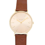 Coach Charles Gold Dial Brown Leather Strap Watch for Women - 14602433 Authentic Buy Shop Now