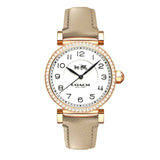 Coach Madison Diamonds White Dial Beige Leather Strap Watch for Women - 14503394 Authentic Buy Shop Now