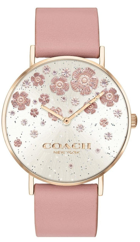Coach Perry Silver Dial Pink Leather Strap Watch For Women - 14503325 Authentic Buy Shop Now