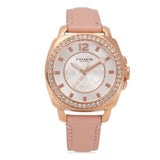 Coach Boyfriend Mother of Pearl White Dial Pink Leather Strap Watch for Women - 14503151 Authentic Buy Shop Now