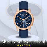 Armani Exchange Banks Chronograph Blue Dial Blue Leather Strap Watch For Men - AX1723 Authentic Buy Shop Now