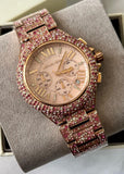 Michael Kors Camille Chronograph Mother of Pearl Dial Rose Gold Steel Strap Watch for Women - MK7272 Authentic Buy Shop Now