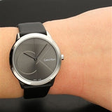 Calvin Klein Minimal Grey Dial Black Leather Strap Watch for Men - K3M221C3 Authentic Buy Shop Now