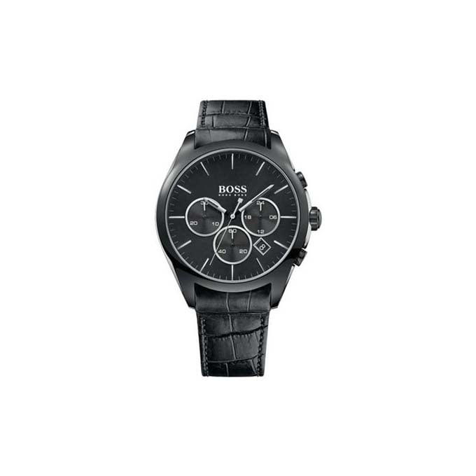 Hugo Boss Onyx Black Dial Black Leather Strap Watch for Men - 1513367 Authentic Buy Shop Now