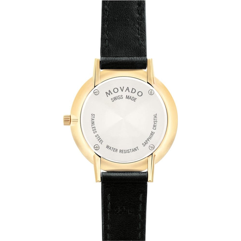 Movado Ultra Slim Black Dial Black Leather Strap Watch For Women - 0607095 Authentic Buy Shop Now