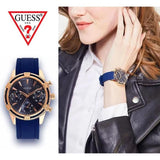 Guess Analog Quartz Blue Dial Blue Rubber Strap Watch For Women - W0562L3 Authentic Buy Shop Now