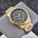 Armani Exchange Banks Chronograph Black Dial Gold Steel Strap Watch For Men - AX1721 Authentic Buy Shop Now