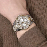 Guess Frontier Chronograph Crystals Silver Dial Two Tone Steel Strap Watch for Men - W0799G4 Authentic Buy Shop Now