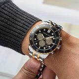 Michael Kors Cunningham Chronograph Black Dial Two Tone Steel Strap Watch For Men - MK8964 Authentic Buy Shop Now