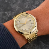 Armani Exchange Hampton Chronograph Gold Dial Gold Steel Strap Watch For Men - AX2415 Authentic Buy Shop Now