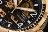 Fossil Bronson Automatic Skeleton Black Dial Gold Steel Strap Watch for Men - ME3257 Authentic Buy Shop Now