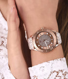 Michael Kors Runway Quartz Rose Gold Dial White Leather Strap Watch For Women - MK6980 Authentic Buy Shop Now