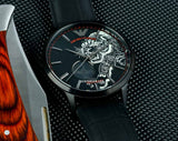 Emporio Armani Meccanico Skeleton Black Dial Black Leather Strap Watch For Men - AR60046 Authentic Buy Shop Now