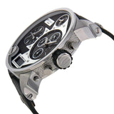 Diesel Mr Daddy Chronograph White Dial Black Leather Strap Watch For Men - DZ7125 Authentic Buy Shop Now