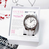 Guess Sparkling Silver Dial White Rubber Strap Watch For Women - GW0032L1 Authentic Buy Shop Now