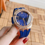 Guess Cosmo Diamonds Blue Blue Dial Blue Silicone Strap Watch for Women - GW0034L4 Authentic Buy Shop Now