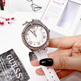 Guess Sparkling Silver Dial White Rubber Strap Watch For Women - GW0032L1 Authentic Buy Shop Now