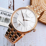 Tissot T Classic Carson Premium Automatic White Dial Rose Gold Steel Strap Watch for Men - T122.407.33.031.00 Authentic Buy Shop Now