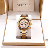 Versace Classic Chronograph Quartz Silver Dial Two Tone Steel Strap Watch For Men - VEV700519 Authentic Buy Shop Now