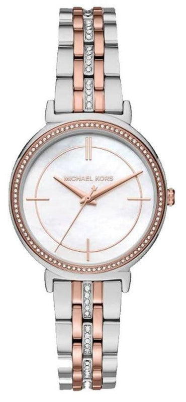 Michael Kors Cinthia Mother of Pearl Dial Two Tone Steel Strap Watch For Women - MK3831 Authentic Buy Shop Now