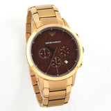 Emporio Armani Renato Chronograph Brown Dial Rose Gold Steel Strap Watch For Men - AR2504 Authentic Buy Shop Now