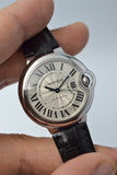 Cartier Ballon Bleu De Cartier Silver Dial Black Leather Strap Watch for Women - WSBB0030 Authentic Buy Shop Now