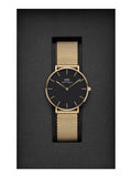 Daniel Wellington Petite Evergold Black Dial Gold Mesh Strap Watch For Women - DW00100345 Authentic Buy Shop Now