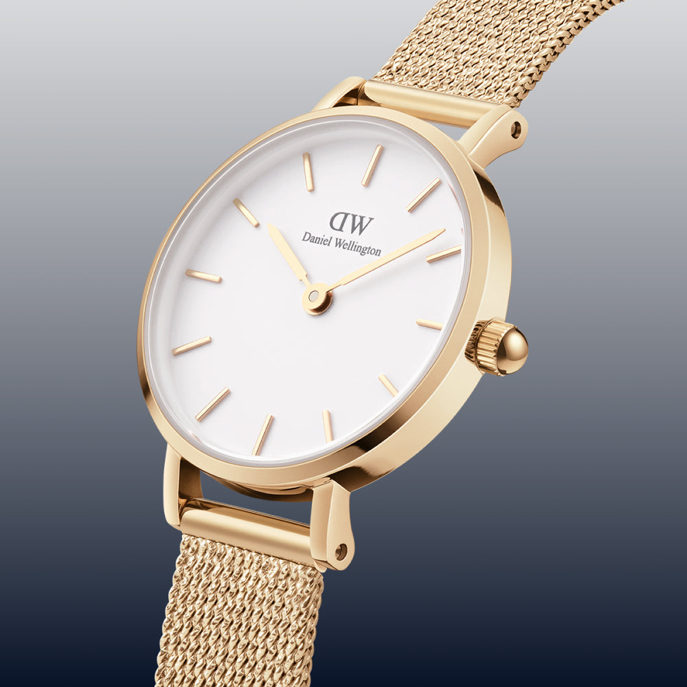 Daniel Wellington Classic Petite Evergold White Dial Gold Mesh Bracelet Watch For Women - DW00100346 Authentic Buy Shop Now