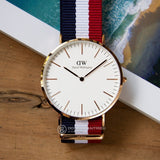 Daniel Wellington Classic Cambridge White Dial Two Tone NATO Strap Watch For Men - DW00100003