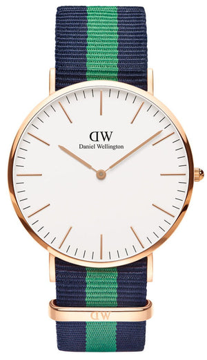 Daniel Wellington Classic Warwick White Dial Two Tone Nylon Strap Watch for Men - DW00100005 Authentic Buy Shop Now