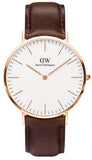 Daniel Wellington Classic Bristol White Dial Brown Leather Strap Watch For Men - DW00100009 Authentic Buy Shop Now