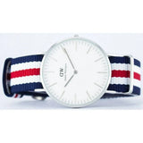 Daniel Wellington Classic Canterbury White Dial Two Tone Nylon Strap Watch For Men - DW00100016 Authentic Buy Shop Now