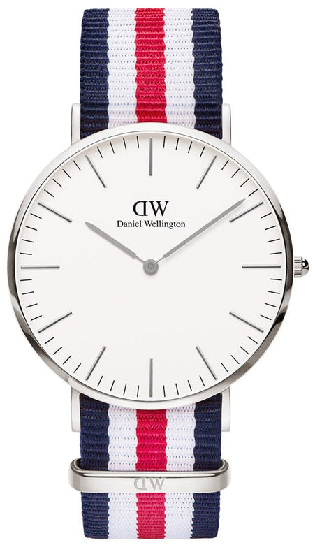 Daniel Wellington Classic Canterbury White Dial Two Tone Nylon Strap Watch For Men - DW00100016 Authentic Buy Shop Now