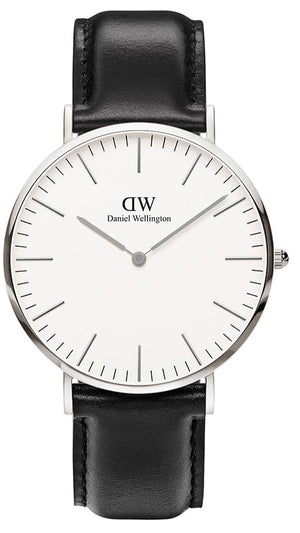 Daniel Wellington Classic Sheffield White Dial Black Leather Strap Watch For Men - DW00100020 Authentic Buy Shop Now
