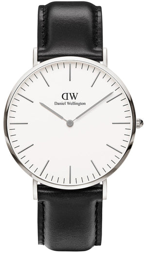 Daniel Wellington Classic Sheffield White Dial Black Leather Strap Watch For Men - DW0010003120 Authentic Buy Shop Now