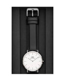 Daniel Wellington Classic Sheffield White Dial Black Leather Strap Watch For Men - DW0010003120 Authentic Buy Shop Now
