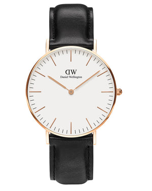 Daniel Wellington Classic Sheffield White Dial Black Leather Strap Watch for Women - DW00100036 Authentic Buy Shop Now