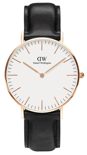 Daniel Wellington Classic Sheffield White Dial Black Leather Strap Watch for Women - DW00100036 Authentic Buy Shop Now