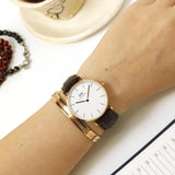 Daniel Wellington Classic York White Dial Brown Leather Strap Watch For Women - DW00100038 Authentic Buy Shop Now