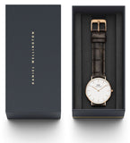 Daniel Wellington Classic York White Dial Brown Leather Strap Watch For Women - DW00100038 Authentic Buy Shop Now
