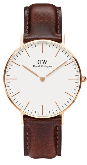 Daniel Wellington Classic Bristol White Dial Brown Leather Strap Watch For Women - DW00100039 Authentic Buy Shop Now