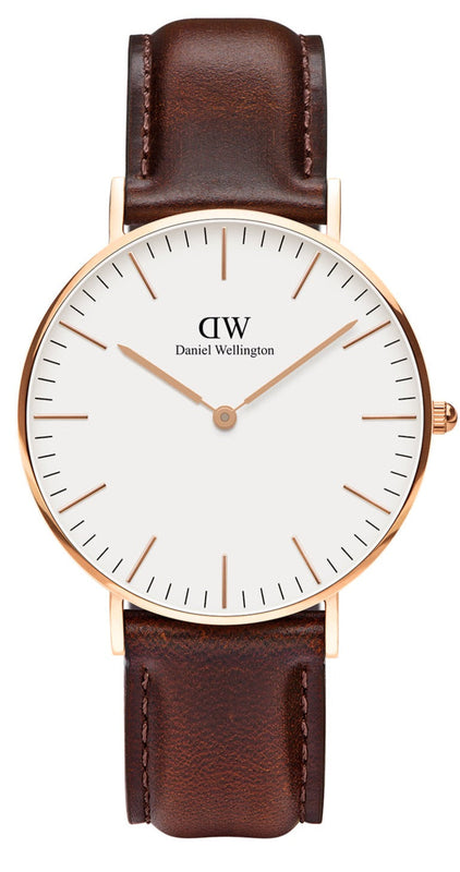 Daniel Wellington Classic Bristol White Dial Brown Leather Strap Watch For Women - DW00100039 Authentic Buy Shop Now