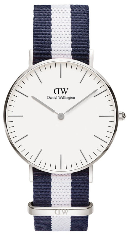 Daniel Wellington Classic Glasgow White Dial Two Tone NATO Strap Unisex Watch - DW00100047 Authentic Buy Shop Now