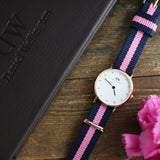 Daniel Wellington Classy Winchester White Dial Two Tone NATO Strap Watch For Women - DW00100065 Authentic Buy Shop Now