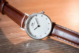 Daniel Wellington Classy St Mawes White Dial Brown Leather Strap Watch For Women - DW00100067 Authentic Buy Shop Now