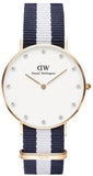 Daniel Wellington Classy Glasgow White Dial Two Tone Nylon Strap Watch For Women - DW00100078 Authentic Buy Shop Now