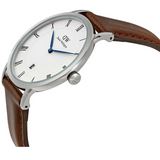 Daniel Wellington Dapper St Mawes White Dial Brown Leather Strap Watch For Men - DW00100087 Authentic Buy Shop Now